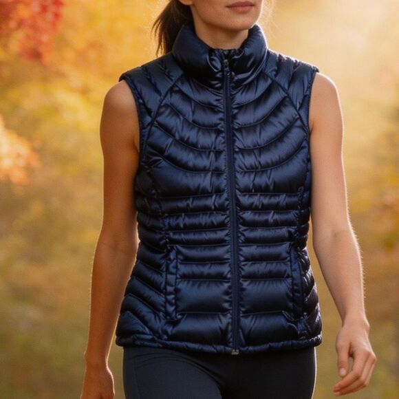 Bernardo Jackets & Blazers - BERNARDO WOMENS BLUE PUFFER VEST GOOSE DOWN SIZE M